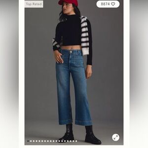 NWT Maeve Anthropologie Colette Cropped High-Rise Wide Leg Jeans